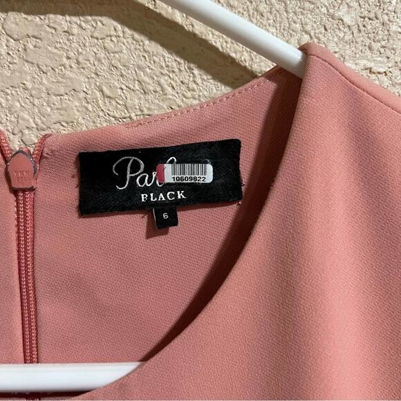 Parker Black Pink Madeline Ruffle high neckline sheath sleeveless maxi Gown 6 - Picture 7 of 11